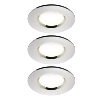GoodHome Etana Polished Chrome Effect Non-Adjustable Led Neutral White Downlight 4.7W Ip65, Pack Of 3 - image 1