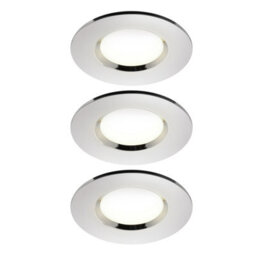GoodHome Etana Polished Chrome Effect Non-Adjustable Led Neutral White Downlight 4.7W Ip65, Pack Of 3 - thumbnail 1