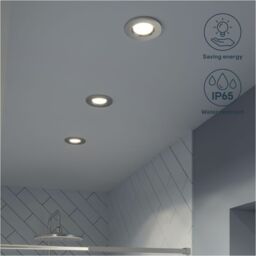 GoodHome Etana Polished Chrome Effect Non-Adjustable Led Neutral White Downlight 4.7W Ip65, Pack Of 3 - thumbnail 7