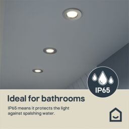 GoodHome Etana Polished Chrome Effect Non-Adjustable Led Neutral White Downlight 4.7W Ip65, Pack Of 3 - thumbnail 8