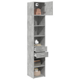 Berkfield Slim Storage Cabinet Concrete Grey 40X42.5X225 Cm Engineered Wood - thumbnail 3