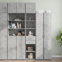 Berkfield Slim Storage Cabinet Concrete Grey 40X42.5X225 Cm Engineered Wood - thumbnail 1