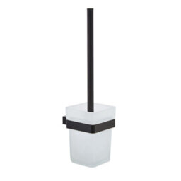 FNX Bathrooms Matt Black Toilet Brush Set - Wall Mounted Modern Design