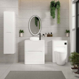Royal Bathrooms Venice 700mm Gloss White Freestanding Bathroom Countertop Vanity Unit 2 Drawer With Milan Basin - thumbnail 4