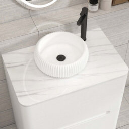 Royal Bathrooms Venice 700mm Gloss White Freestanding Bathroom Countertop Vanity Unit 2 Drawer With Milan Basin - thumbnail 6