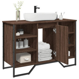 Walplus Bathroom Sink Cabinet Brown Oak 91X35X60 Cm Engineered Wood