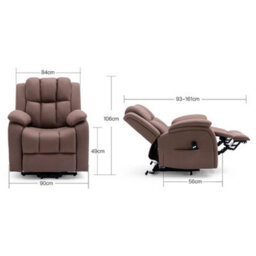 More4Homes Rise Recliner Chair With Single Motor, Remote Control And Pocket Storage In Leather-Look Mocha Technology Fabric - thumbnail 9