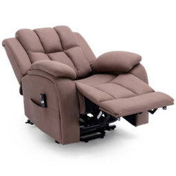 More4Homes Rise Recliner Chair With Single Motor, Remote Control And Pocket Storage In Leather-Look Mocha Technology Fabric - thumbnail 3