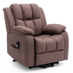 More4Homes Rise Recliner Chair With Single Motor, Remote Control And Pocket Storage In Leather-Look Mocha Technology Fabric - thumbnail 2