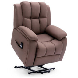 More4Homes Rise Recliner Chair With Single Motor, Remote Control And Pocket Storage In Leather-Look Mocha Technology Fabric - thumbnail 4