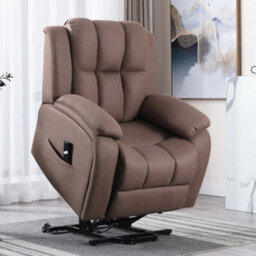 More4Homes Rise Recliner Chair With Single Motor, Remote Control And Pocket Storage In Leather-Look Mocha Technology Fabric - thumbnail 1