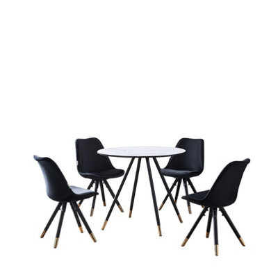 Life Interiors Sofia Dorchester Lux Dining Set, A Table And Chairs Set Of 4, White/black - image 1