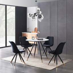 Life Interiors Sofia Dorchester Lux Dining Set, A Table And Chairs Set Of 4, White/black - thumbnail 2