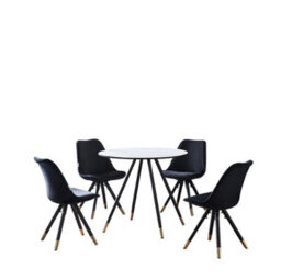 Life Interiors Sofia Dorchester Lux Dining Set, A Table And Chairs Set Of 4, White/black - thumbnail 1