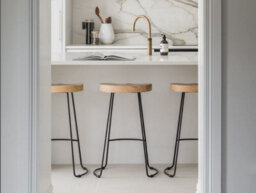 Elm Home And Garden Solid Hard Wood Black Metal Breakfast Bar Kitchen Pub Café Stool Wooden H 70 X W 52 X D 36 Cm - thumbnail 2