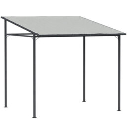 Outsunny 2.4 X 2.4 M Wall Mounted Pergola Gazebo, Upf30+, Light Grey - thumbnail 2