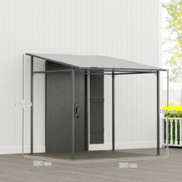 Outsunny 2.4 X 2.4 M Wall Mounted Pergola Gazebo, Upf30+, Light Grey - thumbnail 3