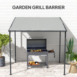 Outsunny 2.4 X 2.4 M Wall Mounted Pergola Gazebo, Upf30+, Light Grey - thumbnail 7