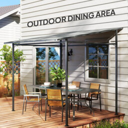 Outsunny 2.4 X 2.4 M Wall Mounted Pergola Gazebo, Upf30+, Light Grey - thumbnail 9