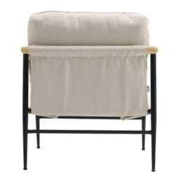 Darphe Modern Beige Linen Armchair With Wooden Armrests - thumbnail 4