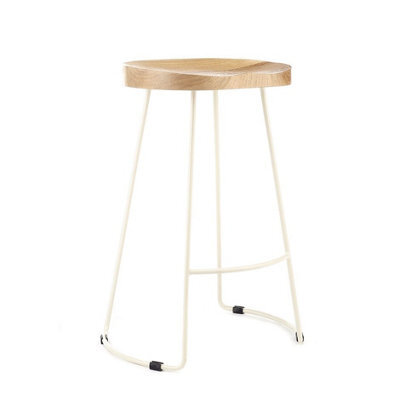 Elm Home And Garden Solid Hard Wood White Metal Breakfast Bar Kitchen Pub Café Stool Wooden H 70 X W 52 X D 36 Cm - image 1