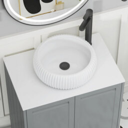 Royal Bathrooms Royal Bathroom Elmore 700mm Matt Pebble Grey Freestanding Bathroom Vanity Unit 2 Drawer Plain White Worktop With Milan Basin - thumbnail 4