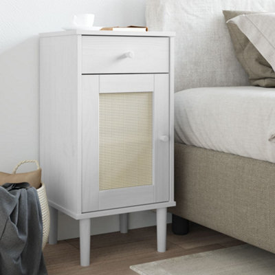 Berkfield Bedside Cabinet Senja Rattan Look White 40X35X80 Cm Solid Wood Pine - image 1