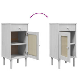 Berkfield Bedside Cabinet Senja Rattan Look White 40X35X80 Cm Solid Wood Pine - thumbnail 9
