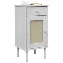 Berkfield Bedside Cabinet Senja Rattan Look White 40X35X80 Cm Solid Wood Pine - thumbnail 3