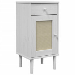 Berkfield Bedside Cabinet Senja Rattan Look White 40X35X80 Cm Solid Wood Pine - thumbnail 2