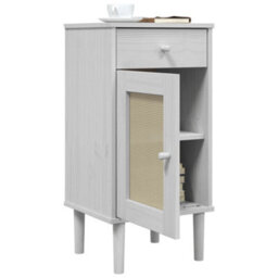 Berkfield Bedside Cabinet Senja Rattan Look White 40X35X80 Cm Solid Wood Pine - thumbnail 4