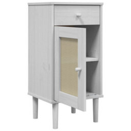 Berkfield Bedside Cabinet Senja Rattan Look White 40X35X80 Cm Solid Wood Pine - thumbnail 6