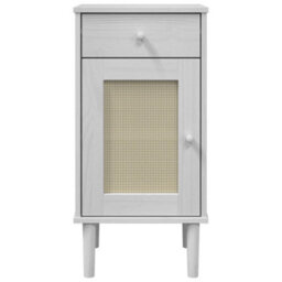 Berkfield Bedside Cabinet Senja Rattan Look White 40X35X80 Cm Solid Wood Pine - thumbnail 5