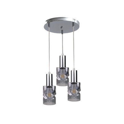 Luminosa Lighting Luminosa Cross Cluster Pendant Ceiling Light Dark Silver, 30Cm, 3X E27