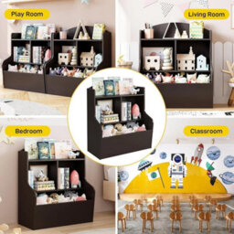 3Tier Toy Storage Cabinet And Bookcase Multi Shelf With Cubby Organizer Cabinet - thumbnail 5
