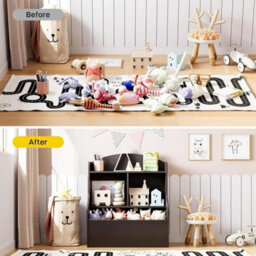 3Tier Toy Storage Cabinet And Bookcase Multi Shelf With Cubby Organizer Cabinet - thumbnail 4