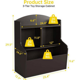 3Tier Toy Storage Cabinet And Bookcase Multi Shelf With Cubby Organizer Cabinet - thumbnail 2