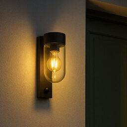 CGC Lighting Cgc Rowan Pir Motion Sensor Black Outdoor Wall Lantern Light With Clear Diffuser Ip54 - thumbnail 4