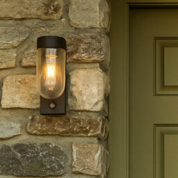 CGC Lighting Cgc Rowan Pir Motion Sensor Black Outdoor Wall Lantern Light With Clear Diffuser Ip54 - thumbnail 2