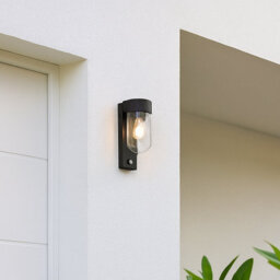 CGC Lighting Cgc Rowan Pir Motion Sensor Black Outdoor Wall Lantern Light With Clear Diffuser Ip54 - thumbnail 3