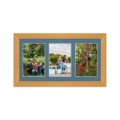 AK Frames 40X20Cm Country Pine Classic Multi Photo Frame With Pompadour Mount - Holds 3 Apertures (3X) 6X4 Photos - image 1