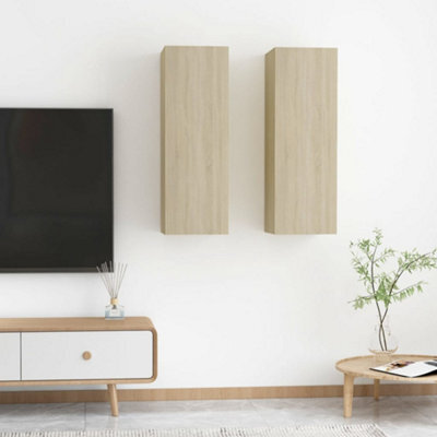 Walplus Tv Cabinets 2 Pcs Sonoma Oak 30.5X30X90 Cm Engineered Wood - image 1