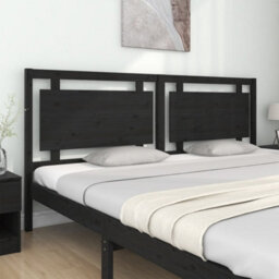 Berkfield Bed Headboard Black 205.5X4X100 Cm Solid Pine Wood - thumbnail 3