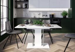 Impact Furniture Small Dining Table Extending Space Saving Slim Compact Kitchen Table In Thin Skinny Grey White Design Wren - thumbnail 7