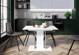Impact Furniture Small Dining Table Extending Space Saving Slim Compact Kitchen Table In Thin Skinny Grey White Design Wren - thumbnail 6