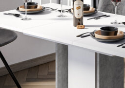 Impact Furniture Small Dining Table Extending Space Saving Slim Compact Kitchen Table In Thin Skinny Grey White Design Wren - thumbnail 9
