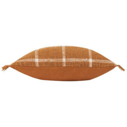 Yard Beni Check Fringed Polyester Filled Cushion, Ginger/natural, 45 X 45Cm - thumbnail 3