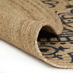 Berkfield Modern Handmade Rug Jute With Dark Blue Print 150 Cm - thumbnail 1