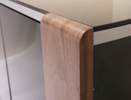 "Mda Designs Sirius 1200 Black With Remote Friendly Beam Thru Glass Door Walnut/oak Trims Up To 55"" Flat Tv Cabinet" - thumbnail 5