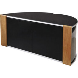 "Mda Designs Sirius 1200 Black With Remote Friendly Beam Thru Glass Door Walnut/oak Trims Up To 55"" Flat Tv Cabinet" - thumbnail 3